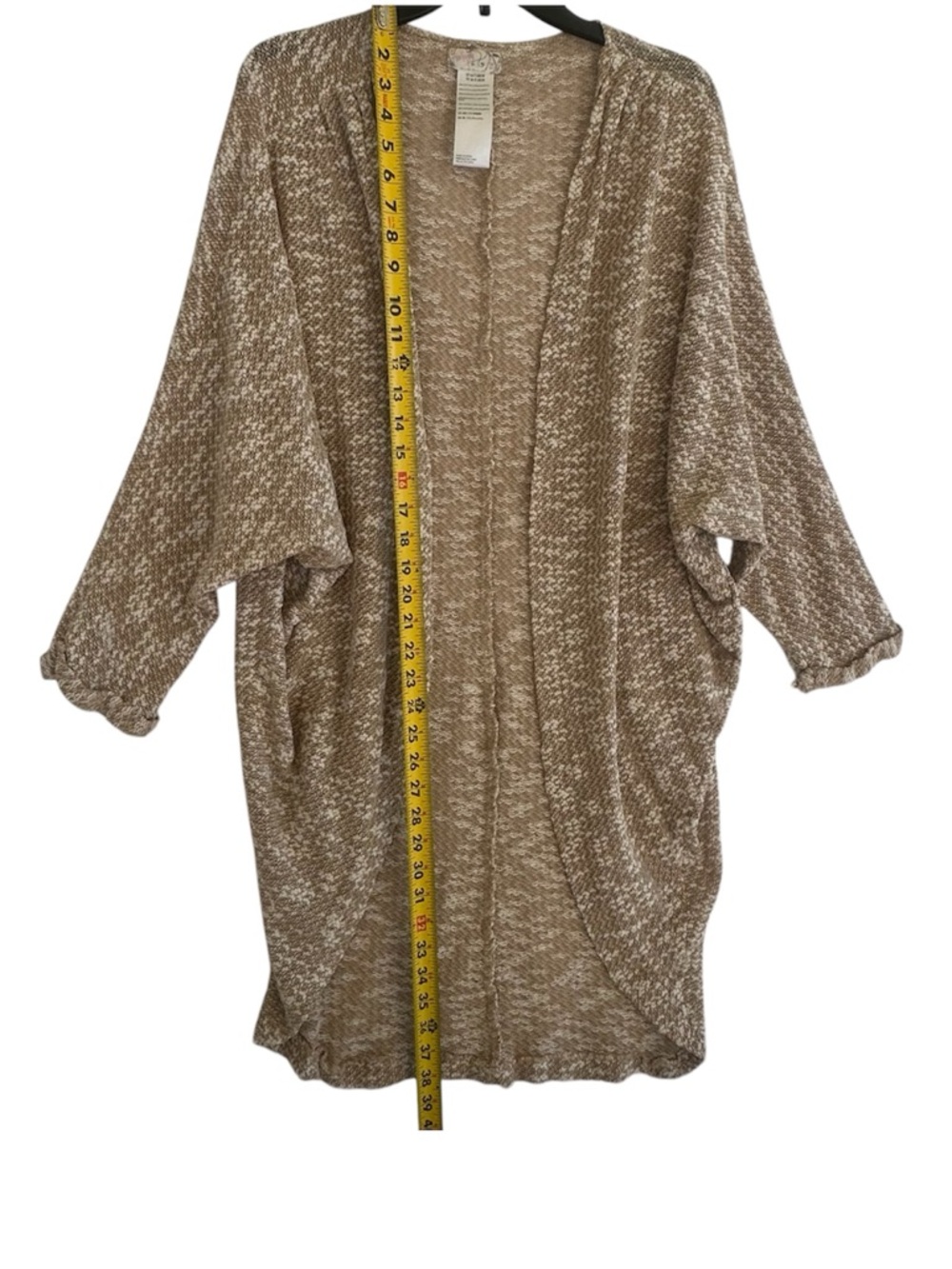 Free People Marled Open-Front Longline Cardigan Sweater - Beige/Tan - Picture 2 of 8
